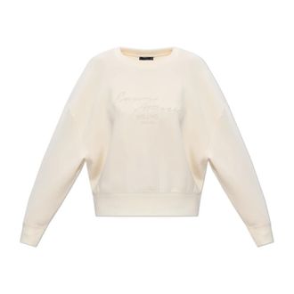 Emporio Armani Sweatshirts, female, Beige, Size: XS Sweatshirt with embroidered logo