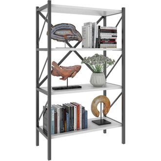 ebuy24 Ebuy24 - vcm Madera Metal Almacenamiento Estante Estante Decoración Libros Estante Estante Insasi 4 (Blanco)