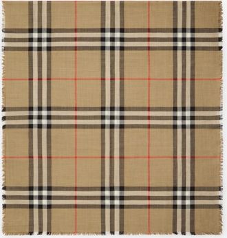 Burberry Reversible Check Wool Silk Scarf