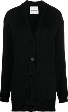 Jil Sander asymmetric button wool cardigan - women - Wool - 36 - Black