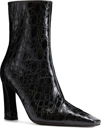 Giuseppe Zanotti Janiee Bootie 90 crocodile-effect square-toe boots - women - Leather/Leather/Leather - 38 - Black