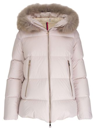Moncler Laichefur parka coat - women - Down/Polyamide/Polyester/Feather/Goat Fur - 4 - Neutrals