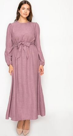 YAL New York Mauve Modest Maxi Dress with Long Sleeves