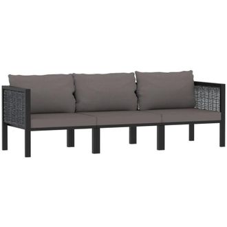 vidaXL Vidaxl - Divano a 3 Posti con Cuscini Antracite in Polyrattan