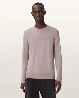 AllSaints Wool Mode Merino Crew Neck Ramskull Jumper, Size: XXL