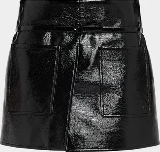 Courr&egrave;ges Two Pockets Vinyl Mini Skirt With Belt