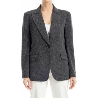 Max Studio One Button Blazer in Black Melange at Nordstrom Rack, Size Small