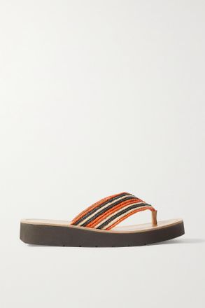 Gabriela Hearst Infradito Platform In Rafia A Righe Clemence - Neutri