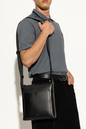 Ferragamo Leather Shoulder Bag Trading, Mens, Black