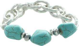 Olivia Welles Stretch Link Bracelet with Resin Beads in Worn Silver at Nordstrom Rack