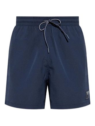 Emporio Armani logo-patch swim shorts - men - Polyester - L - Blue