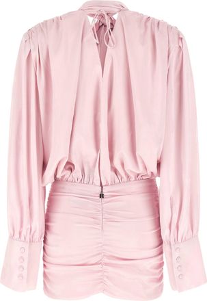 Rotate Draped Tie-Neck Mini Dress - Pink