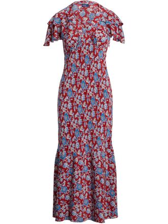 Polo Ralph Lauren floral-print silk midi dress - women - Mulberry Silk - 10 - Red