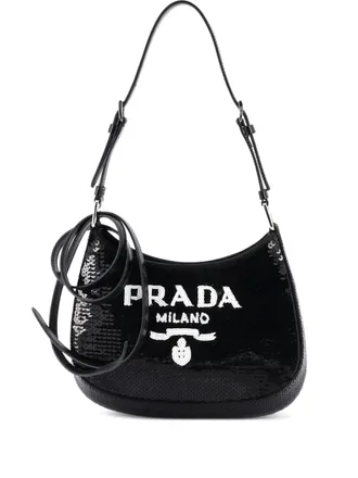 Prada Cleo Sequins Small shoulder bag - women - Plastic - One Size - Black