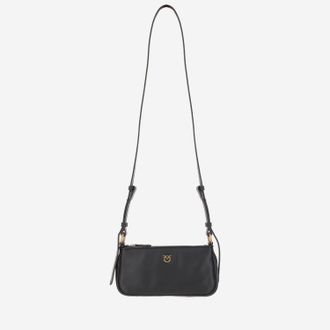 Pinko Mini Half Moon Baguette Leather Bag With Logo
