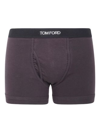 Tom Ford logo-detail cotton boxer shorts - Brown