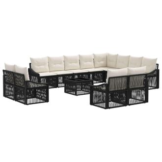 vidaXL Conjunto De Sof&aacute;s De Jard&iacute;n 13 Pcs Negro Rat&aacute;n Sint&eacute;tico Vidaxl
