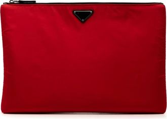 Prada Pre-owned Clutches, female, Red, Size: ONE SIZE Pre-owned Flat Pouch