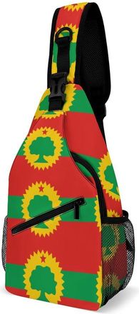 Generic Flag of The Oromo Liberation Front Mens Shoulder Bags Sling Crossbody Backpack Travel Hiking Chest Bag with Small Side 38x20cm