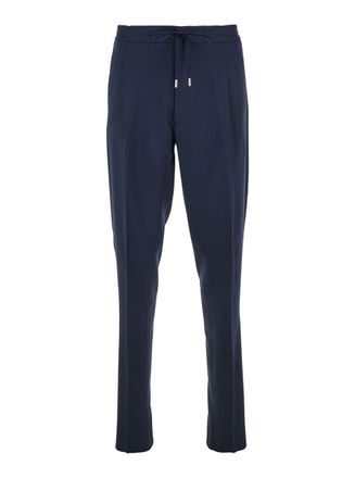 Lardini Blue Pants With Elastic Waist And Drawstring In Cotton Man
