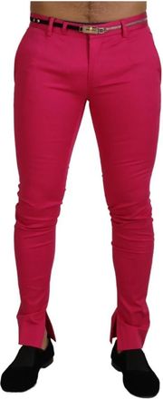 Dolce & Gabbana Chique Roze Katoenmix Broek - Heren - Slim Fit Broeken - Roze - M - Katoen - Broeken