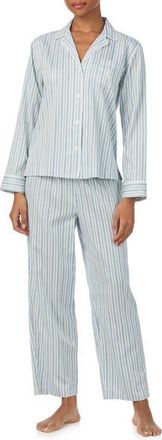 Lauren Ralph Lauren Print Cotton Blend Pajamas in Blue Stripe at Nordstrom, Size X-Small