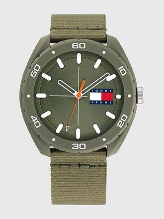 Tommy Hilfiger Reloj con correa de tela verde