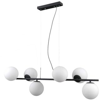 Netlighting Modern Hanging Pendant Black 6 Light with White Shade G9