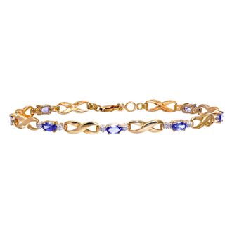Diamant L'&eacute;ternel Womens 9ct Yellow Gold Tanzanite and Diamond Fig 8 Link Bracelet - One Size