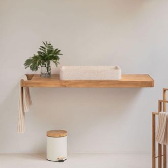 Sklum Conjunto De Mueble De Ba&ntilde;o 130x45 Cm Suspendido En Madera De Teca Neill Sklum
