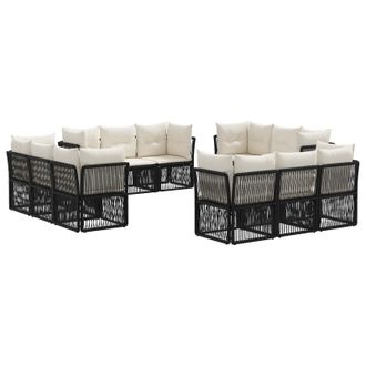 vidaXL Conjunto De Sof&aacute;s De Jard&iacute;n 12 Pcs Negro Rat&aacute;n Sint&eacute;tico Vidaxl