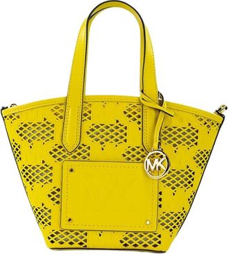 Michael Kors Vegan Leder 2-in-1 Zip Tote Messenger Bag - Dames - Shoppers - Geel - ONE Size - Tassen