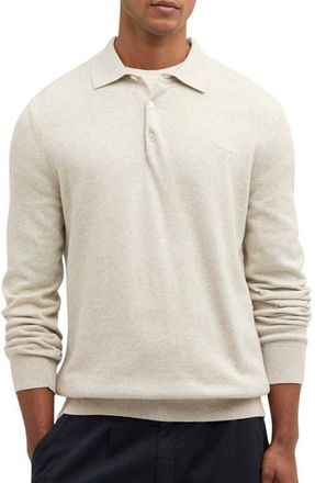 Barbour Long Sleeve Cotton Polo in Neutral at Nordstrom, Size Xx-Large