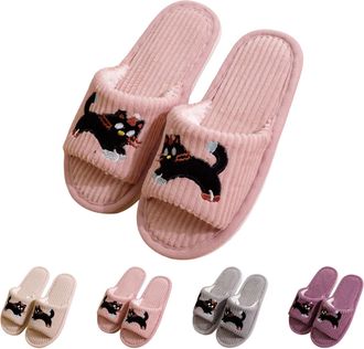 Generic Womens Open Toe Slippers Kitten Slippers Women Cute Cat Slipper Funny Animal Slipper Winter Warm Sliders Non Slip Bedroom Shoes Plush Kitty Sliders Ca