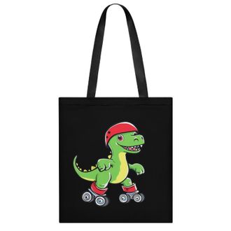 Generic Rollerskating Dinosaur Womens Tote Casual Shopping Bag Lightweight Shoulder Bags Hobos Handbag for Work Travel Daily 35x40cm
