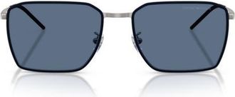 Emporio Armani 60mm Square Sunglasses in Matte Gunmetal /Dark Blue at Nordstrom