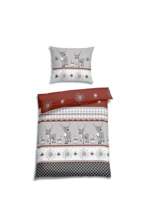 FLORELLA Bettw&auml;sche, Weinrot, Textil, Rentier, 140x200 cm, pflegeleicht, atmungsaktiv, hautfreundlich, angenehm w&auml;rmend, schadstoffgepr&uuml;ft, Heimtextilien, Bett