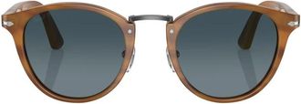 Persol Gestreepte Bruine Gepolariseerde Zonnebril - Heren - Zonnebrillen - Bruin - 49 MM - Accessoires