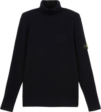 Stone Island T-Neck Compass Logo Ribbed Turtleneck Sweater
