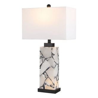 Jonathan Y Designs Elizabeth 27.5 Contemporary Coastal Alabaster LED Table Lamp in White/black at Nordstrom