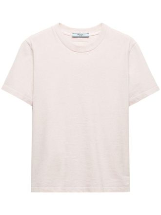 Prada T-shirt con logo a triangolo - Rosa