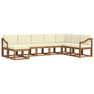 vidaXL Conjunto De Sof&aacute;s De Exterior Con Coj&iacute;n 8 Pcs Natural Y Crema Vidaxl