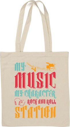 Generic My Music My Character Rock And Roll Station Natural Cotton Tote Bag White