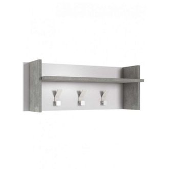 Terraneo Terraneo Pannello Appendiabiti Bianco e Cemento con Ripiano e 3 Ganci - Design Elegante per Ingresso e Corridoio - 90x29x34 cm