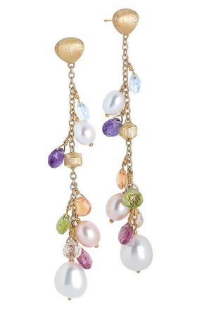 Marco Bicego Paradise Mixed Semiprecious Stone Long Drop Earrings in Yellow Gold at Nordstrom