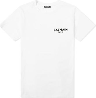 Balmain Flock Logo Print T Shirt, Size Large