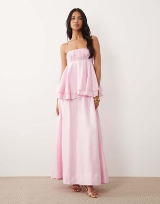 Asos Vestito lungo a doppio strato rosa