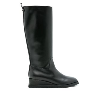 Ferragamo Wayde Leather Wedge Boots