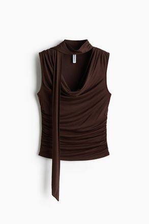 H&M Top mit Schalkragen - Dunkelbraun