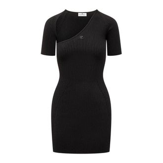 Courr&egrave;ges Knitted Dresses, female, Black, Size: S Cut-out Rib Knit Midi Dress